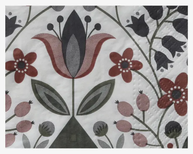 Servietter rosa blomster 33x33 cm 