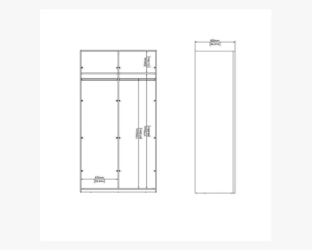 Garderobeskab Case grå B. 119 x H. 221 cm