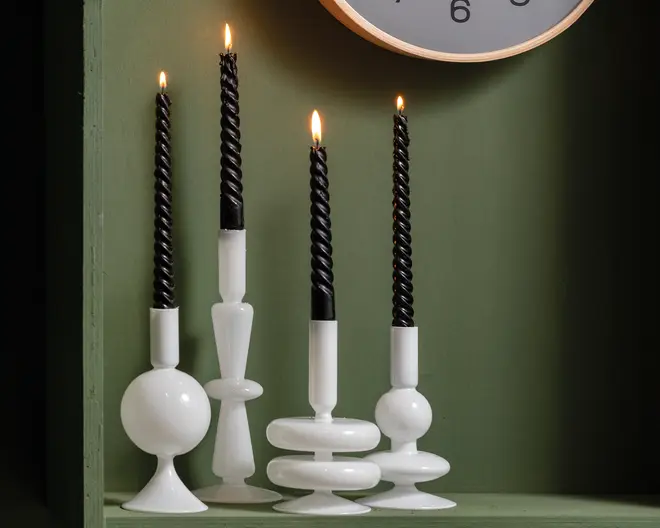 Lysestage double bubble hvid H.17 cm 