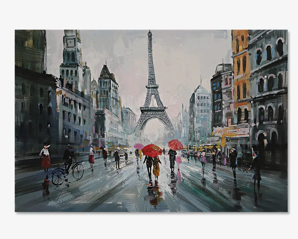 Maleri Paris regn 80x120 cm 