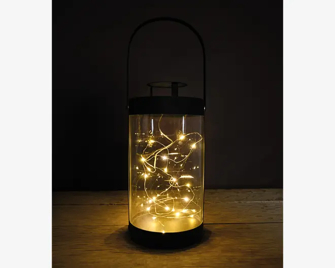 Lanterne metal sort sæt 2 stk.