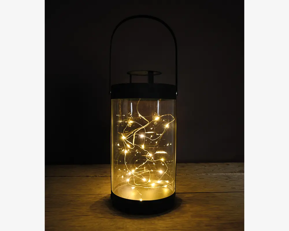 Lanterne metal sort sæt 2 stk. 