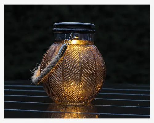 Solar lanterne brun glas H.12,5 cm