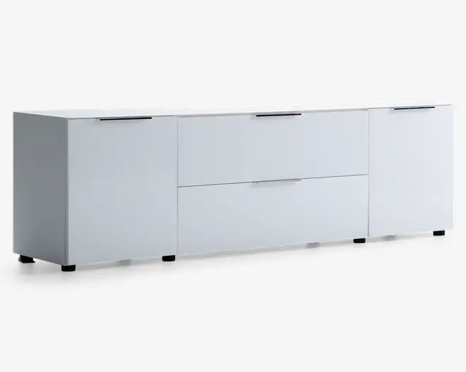 Tv-bord hvid glas/hvid kunstfiner