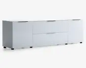 Tv-bord hvid glas/hvid kunstfiner