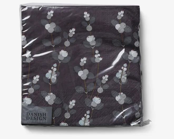 Servietter mørk blomster 33x33 cm