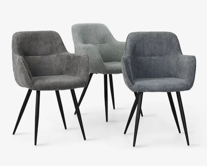 Spisebordsstol med armlæn i grå