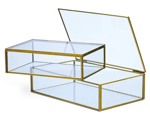 Kasse m/låg klar glas 17x12x5 cm