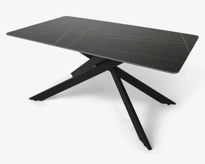 Spisebord i sort keramik B. 90 x L. 160 cm