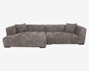 Sofa M/Chaiselong V.Gråbrun Bouclé