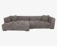 Sofa M/Chaiselong V.Gråbrun Bouclé