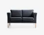 Sofa 2 pers. klassisk design sort læder