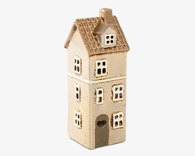 Keramikhus brun H.16 x B.6 cm