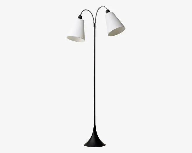 Gulvlampe fodgænger sort u/skærme H.135 cm