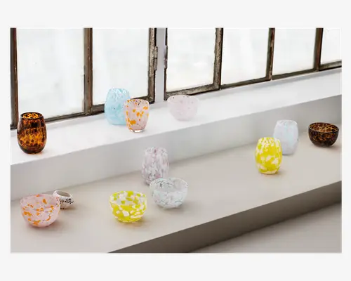 Vandglas Dot Pink/Orange H.10 cm
