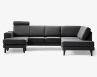 Sofa u-shape højrevendt antracit