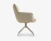 Spisebordsstol med armlæn i beige læder