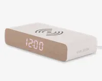 Vækkeur med trådløs oplader hvid