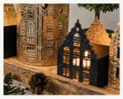 Hus t/fyrfadslys metal 7x7x10 cm