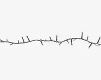 En sort ledning med flere korte grene, der stikker ud med jævne mellemrum, beregnet til at holde individuelle lyskilder. Ledningen er fleksibel og kan formes eller hænges op efter behov, velegnet til dekorative lysopsætninger.
