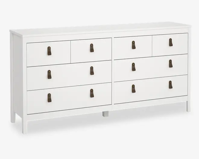 Kommode Madrid med 8 skuffer hvid