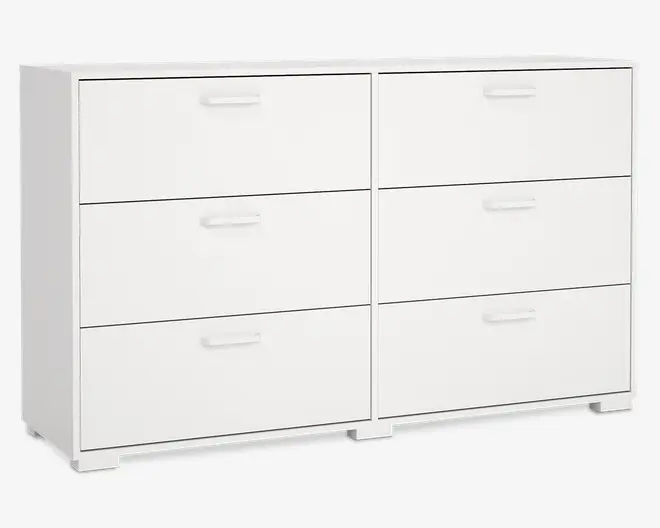 Kommode Sofia hvid med 6 skuffer