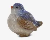 Keramik fugl sand/blå H.11 cm