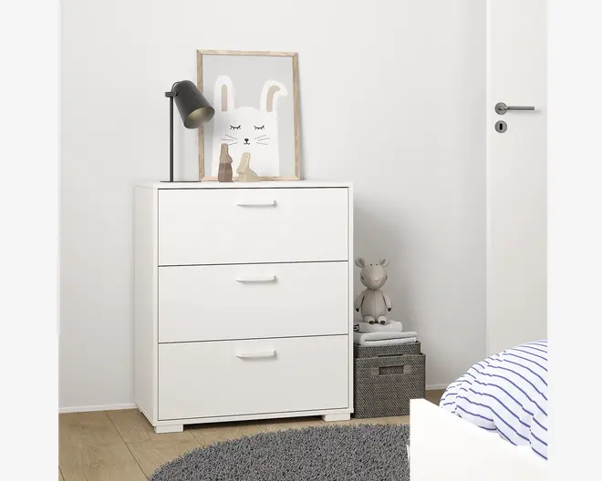 Kommode Sofia hvid med 3 skuffer 