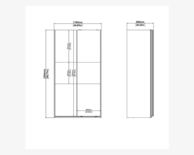 Garderobeskab Case grå B. 119 x H. 221 cm