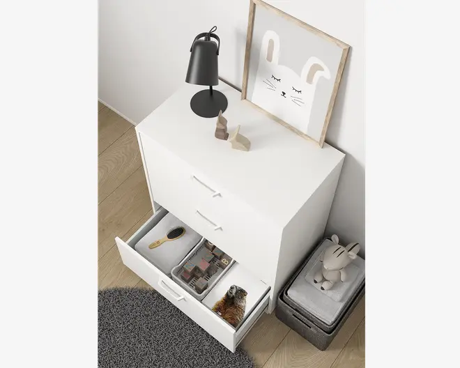 Kommode Sofia hvid med 3 skuffer 