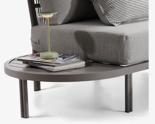 Lounge sofasæt m/borde lys grå alu.