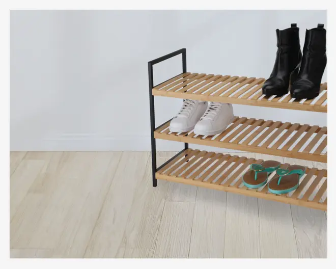 Skostativ med 3 hylder bambus 