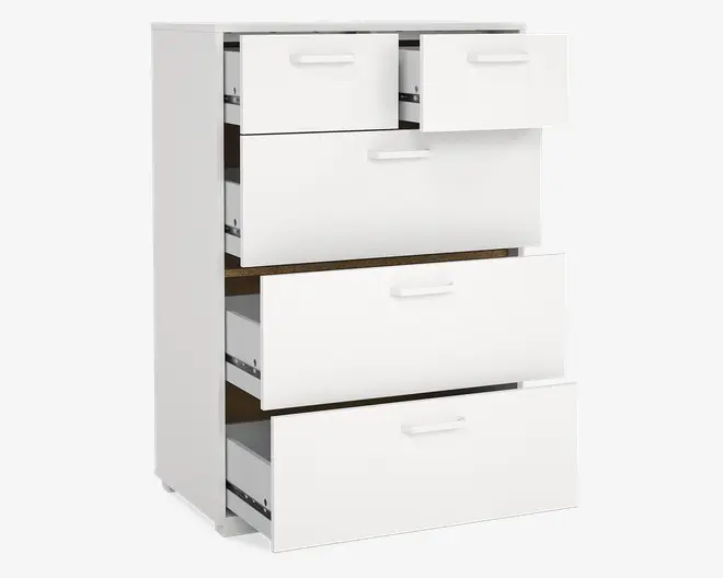 Kommode Sofia hvid med 5 skuffer
