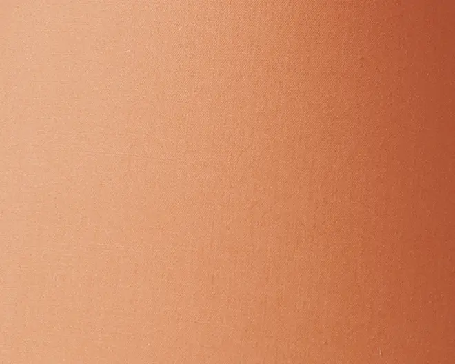 Nærbillede af en glat, mat overflade i en varm terrakottafarve. Teksturen fremstår jævn og fin uden synlige mønstre, samlinger eller udsmykninger.