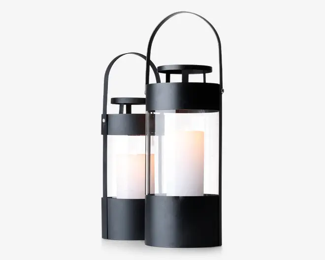 Lanterne Cylinder Sort H.40 cm