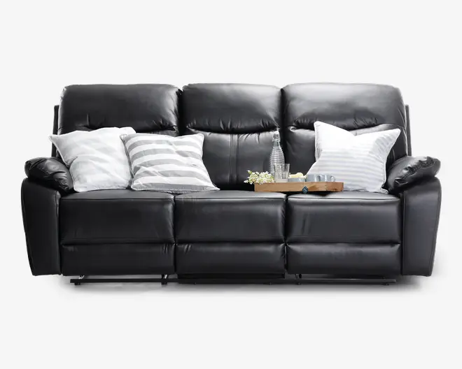 Sofa 3 pers med recliner sort