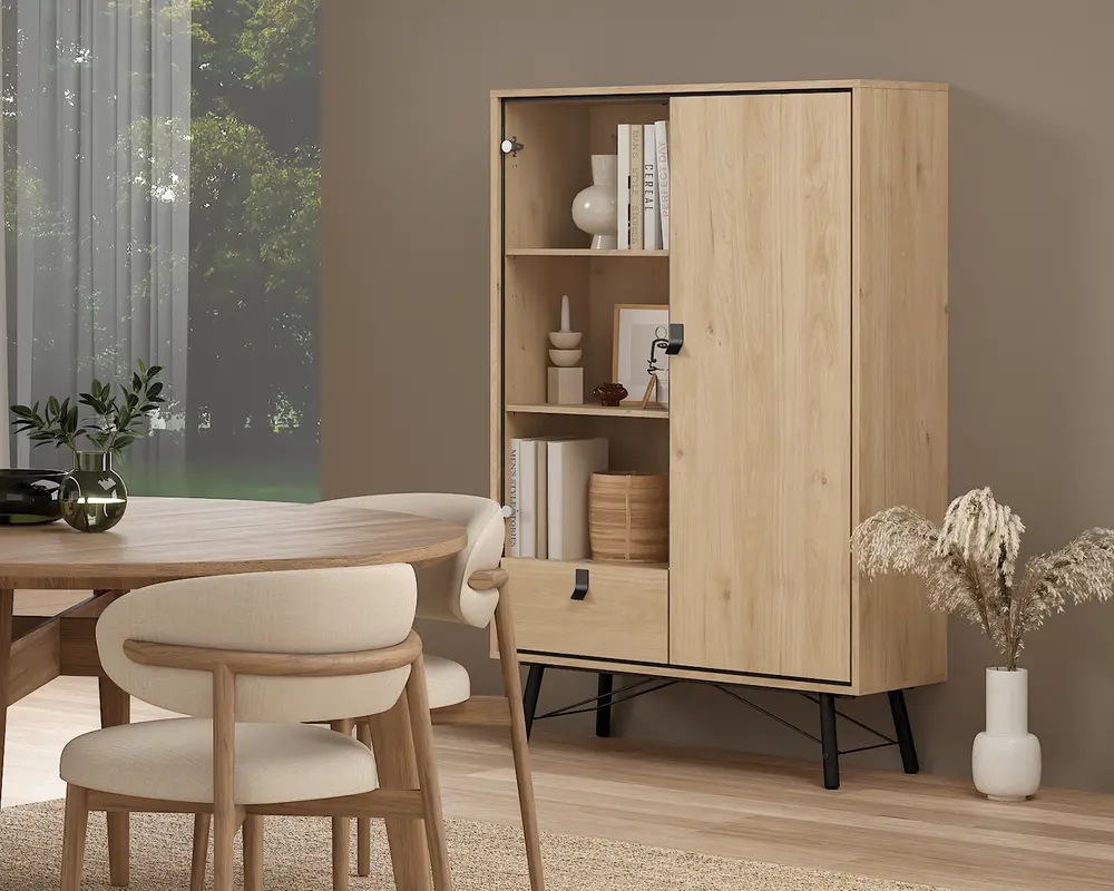 Vitrine Ry B. 102 cm eg/sort