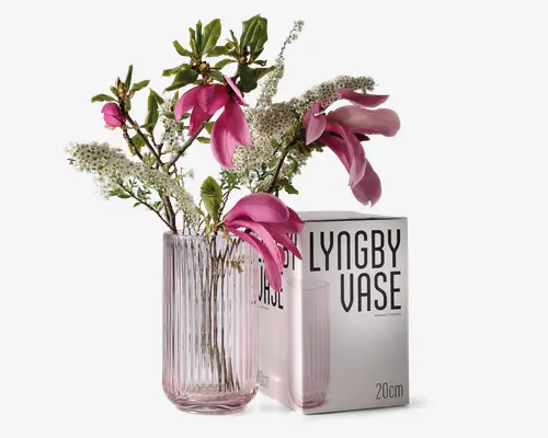 Lyngby vase glas pink H.20 cm