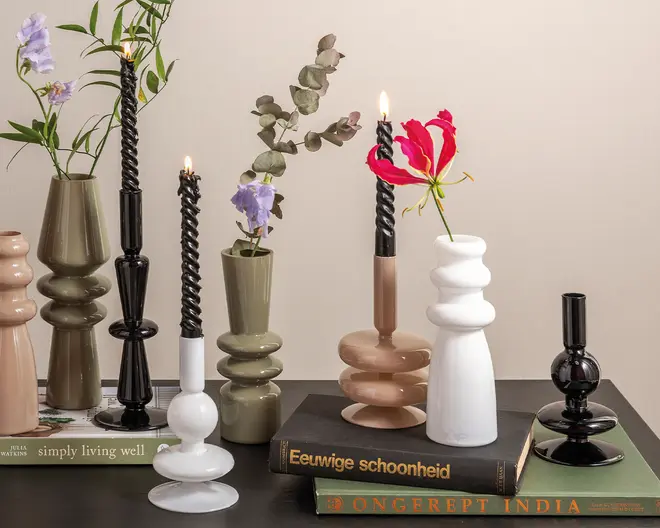 Vase sparkle bottle glas hvid H.20,5 cm 