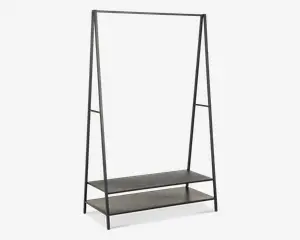 Garderobestativ med 2 hylder sort