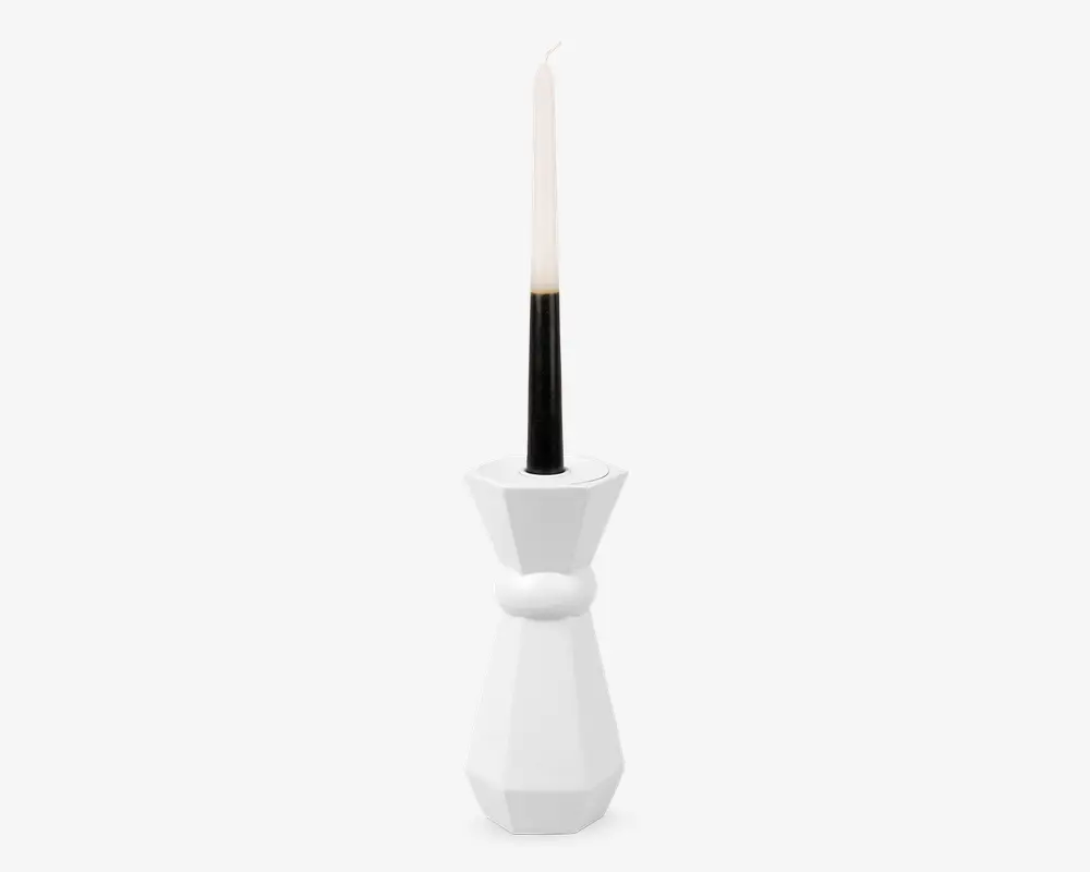 Lysestage Geo Queen hvid H.17 cm 