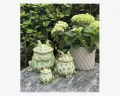 Keramik frø grøn H.13 cm 