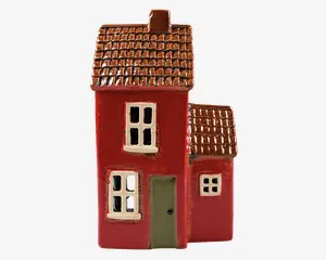Keramikhus til lys rød H.20 cm