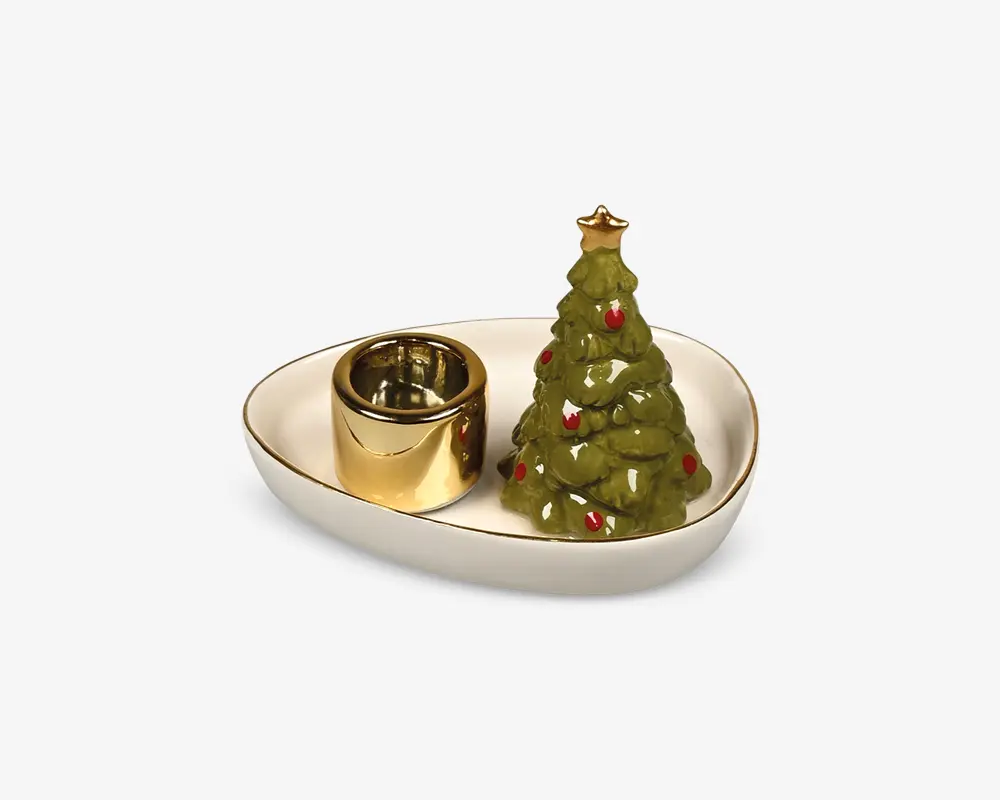 Lysestage I Guld Juletræ Ø.10 cm