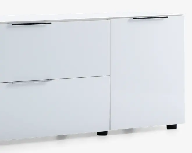 Tv-bord hvid glas/hvid kunstfiner