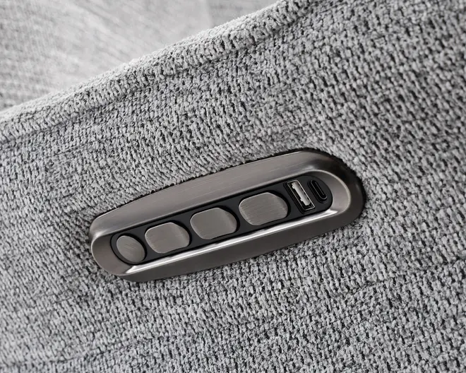 Drejestol m/indbygget fodskammel grå stof