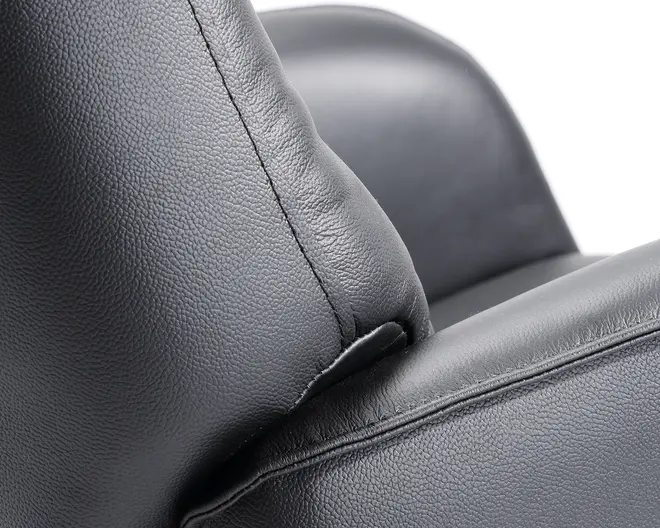 Drejestol m/indbygget fodskammel sort læder