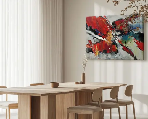 Maleri abstrakt rød 120x150 cm