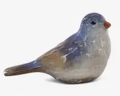 Keramik fugl sand/blå H.10 cm