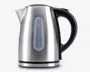 Elektrisk kedel i rustfrit stål med sort håndtag og bund. Har en vandstandsmåler på siden med markeringer fra 0,5L til 1,7L. Tuden er bred for nem påfyldning, og håndtaget er ergonomisk udformet for et behageligt greb. Kanden har et moderne, børstet metalfinish og aftageligt låg for nem påfyldning og rengøring.